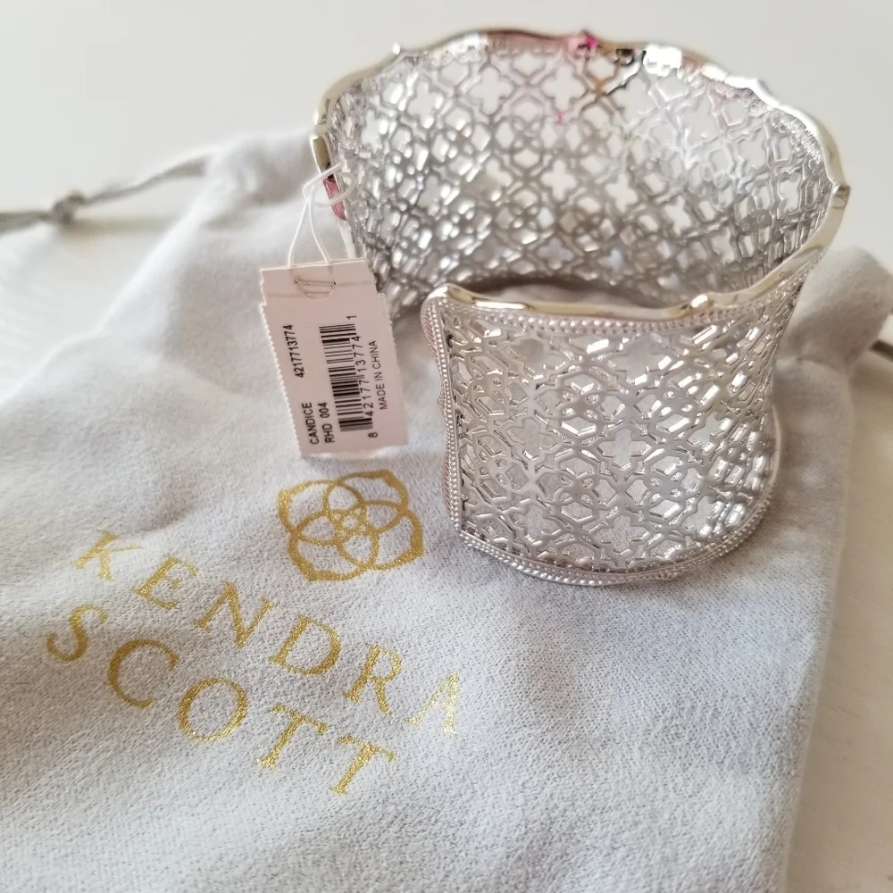 Kendra Scott Candice Statement Cuff Bracelet In Vintage Silver NWT